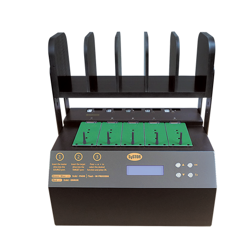 Systor 1 to 4 NVMe/SATA M.2 Duplicator & Sanitizer - up to 36GB/Min - for PCIe M2, 2.5" & 3.5" HDD & SSD Drives (SYSNVME-YL06PRO04)