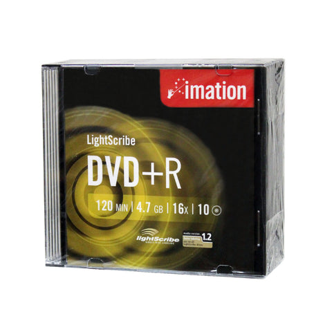 Imation 16x DVD+R LightScribe Printable Blank Media - 10pk, 20pk, 30pk