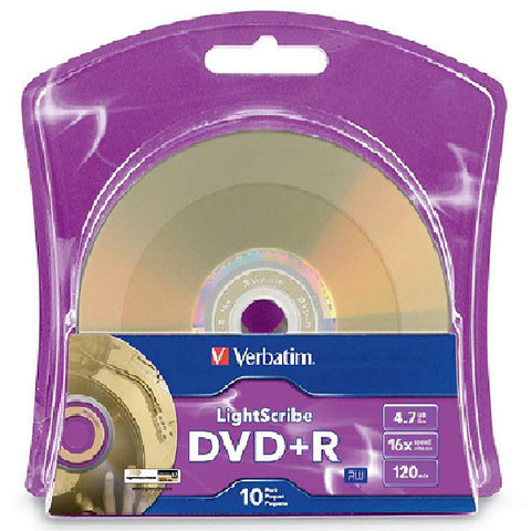 Verbatim LightScribe DVD+R Blank Disc Printable Media (96943) - 10 Pack Quantities