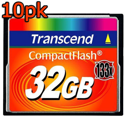 Transcend Compact Flash / CF Memory Card (133X) - 10 Pack