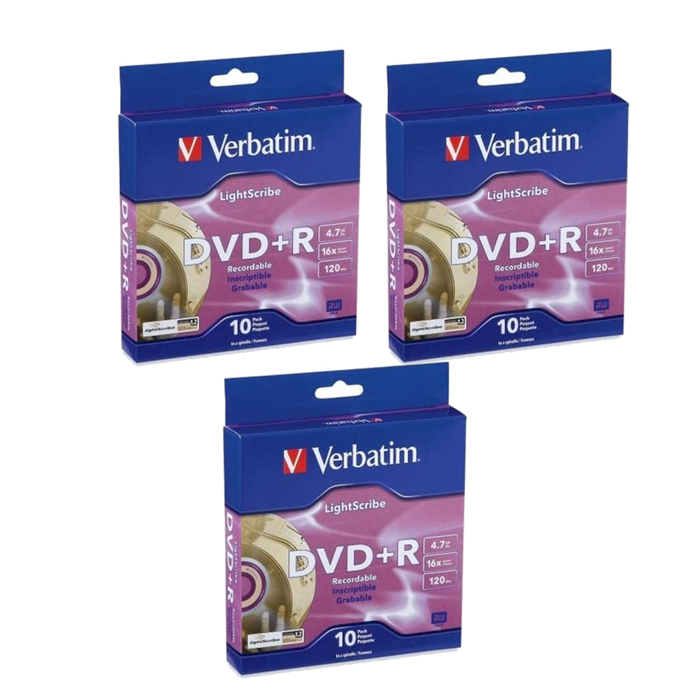 Verbatim LightScribe DVD+R 16X Recordable Blank Disc Media 4.7GB (95116) 10 Pack Quantities