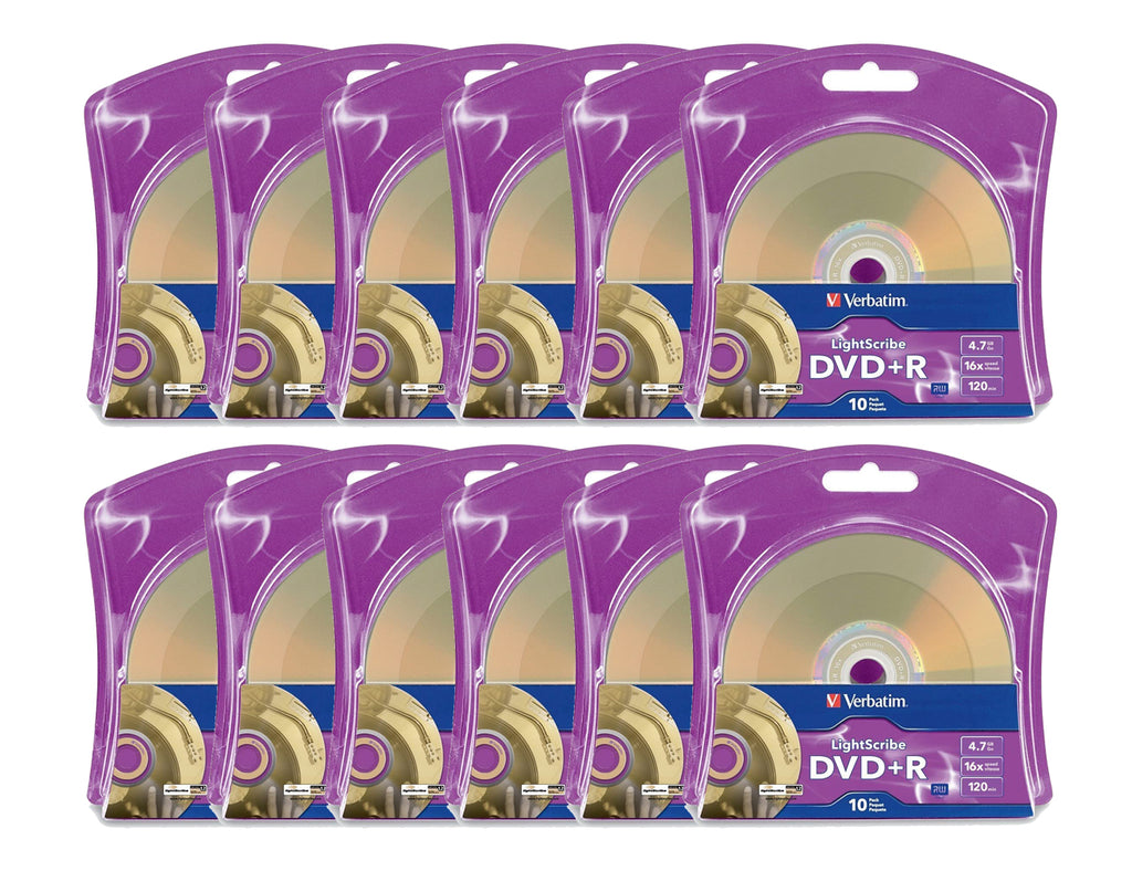 Verbatim LightScribe DVD+R Blank Disc Printable Media (96943) - 10 Pack Quantities