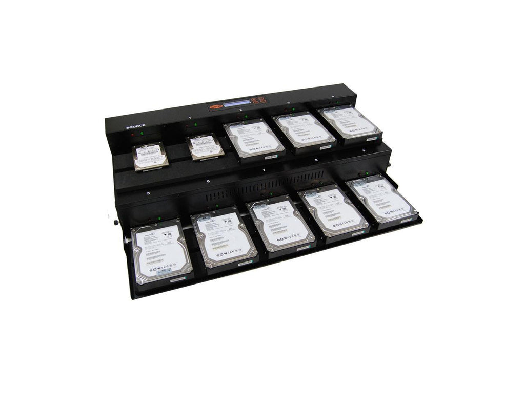 Systor 1 to 9 Flatbed SATA SSD HDD Duplicator & Sanitizer - 36GB/Min - Copy & Erase 3.5" & 2.5" Hard Disk & Solid State Drive 600MB/Sec (SYS09-SSD-SATA3)