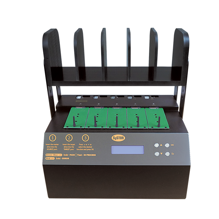 Systor 1 to 4 NVMe/SATA M.2 Duplicator & Sanitizer - up to 36GB/Min - for PCIe M2, 2.5" & 3.5" HDD & SSD Drives (SYSNVME-YL06PRO04)