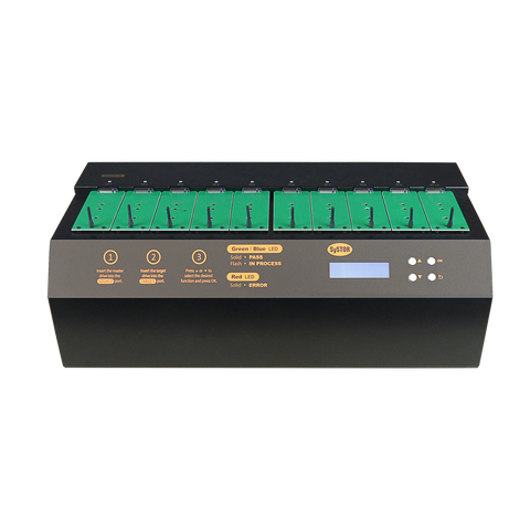 Systor 1 to 9 NVMe/SATA M.2 Duplicator & Sanitizer - up to 18GB/Min - for PCIe M2 Drives (SYSNVME-YL03REG09)