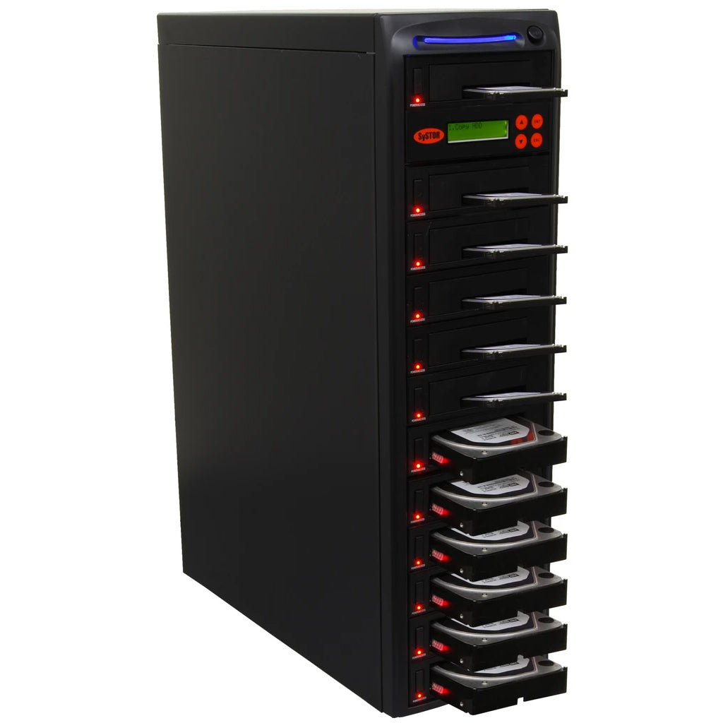 Systor 1 to 11 SATA SSD HDD Duplicator & Sanitizer - 5.4GB/Min - Dual Port  Copy & Erase 3.5 & 2.5 Hard Disk & Solid State Drive (SYS1011HS-DP)