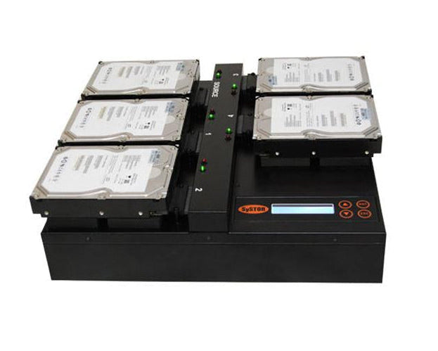 Systor 1 to 4 Flatbed SATA SSD HDD Duplicator & Sanitizer - 36GB/Min - Copy & Erase 3.5" & 2.5" Hard Disk & Solid State Drive 600MB/Sec (SYS04-SSD-SATA3)