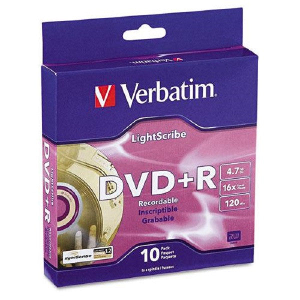 Verbatim LightScribe DVD+R 16X Recordable Blank Disc Media 4.7GB (95116) 10 Pack Quantities