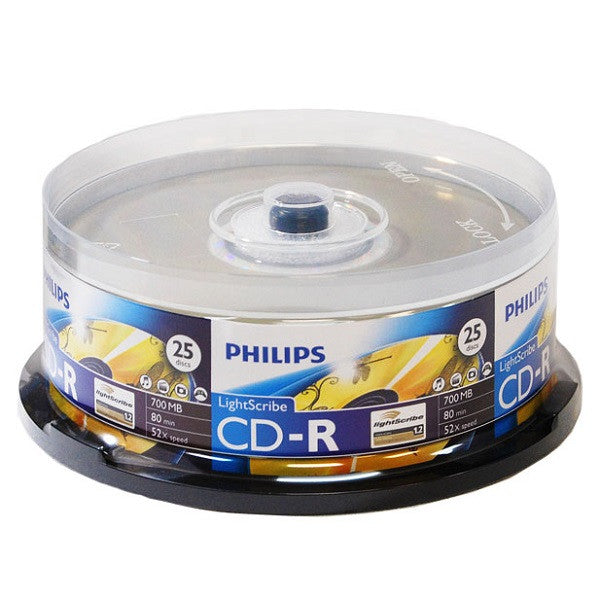 Philips LightScribe CD-R Blank Disc Printable Media (CR7D5LB25/17) - 25pk, 50pk, 100pk