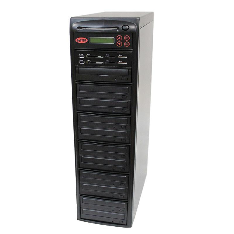 Systor Blu-ray BDXL Multi Media Center PLUS - Flash Memory Drive (USB/SD/CF/MS/MMC) to Disc Backup + 1 to 10 SATA CD/DVD/BD Duplicator - PMBC-P-BD-10