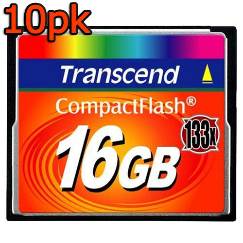 Transcend Compact Flash / CF Memory Card (133X) - 10 Pack