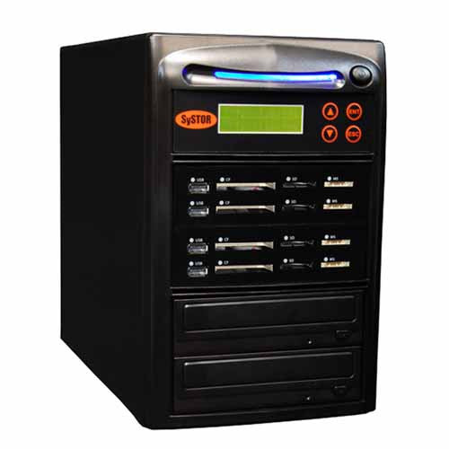 Systor 1:3 All-in-One Combo - Flash Media Card (USB/SD/CF/MS) + Single CD/DVD Duplicator - SYS-USBSDCF-03