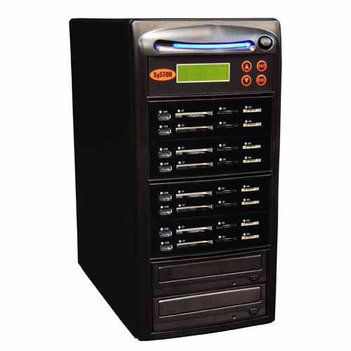 Systor 1:7 All-in-One Combo - Flash Media Card (USB/SD/CF/MS) + Single CD/DVD Duplicator - SYS-USBSDCF-07