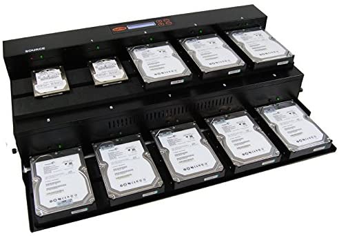 Systor 1 to 9 Flatbed SATA SSD HDD Duplicator & Sanitizer - 36GB/Min - Copy & Erase 3.5" & 2.5" Hard Disk & Solid State Drive 600MB/Sec (SYS09-SSD-SATA3)