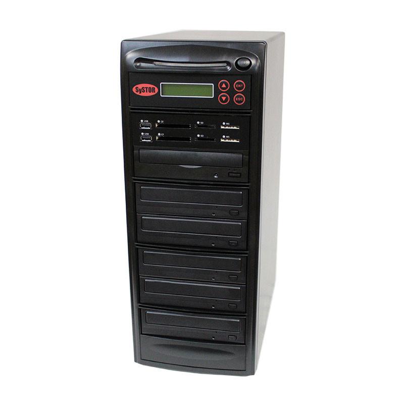 Systor Blu-ray BDXL Multi Media Center PLUS - Flash Memory Drive (USB/SD/CF/MS/MMC) to Disc Backup + 1 to 5 SATA CD/DVD/BD Duplicator - PMBC-P-BD-05
