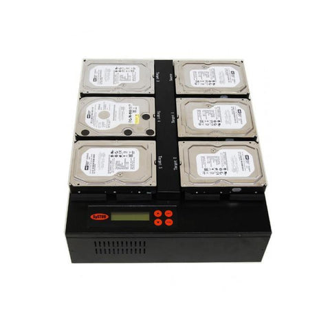 Systor 1 to 5 Flatbed SATA SSD HDD Duplicator & Sanitizer - 18GB/Min - Copy & Erase 3.5" & 2.5" Hard Disk & Solid State Drive 300MB/Sec (SYS05-SSD-SATA2)