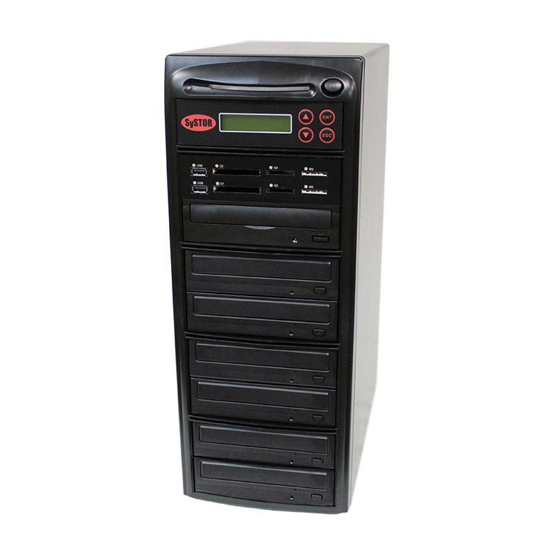 Systor Blu-ray BDXL Multi Media Center PLUS - Flash Memory Drive (USB/SD/CF/MS/MMC) to Disc Backup + 1 to 6 SATA CD/DVD/BD Duplicator - PMBC-P-BD-06