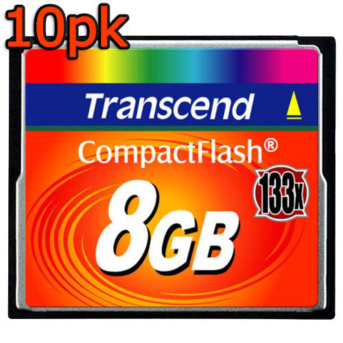 Transcend Compact Flash / CF Memory Card (133X) - 10 Pack