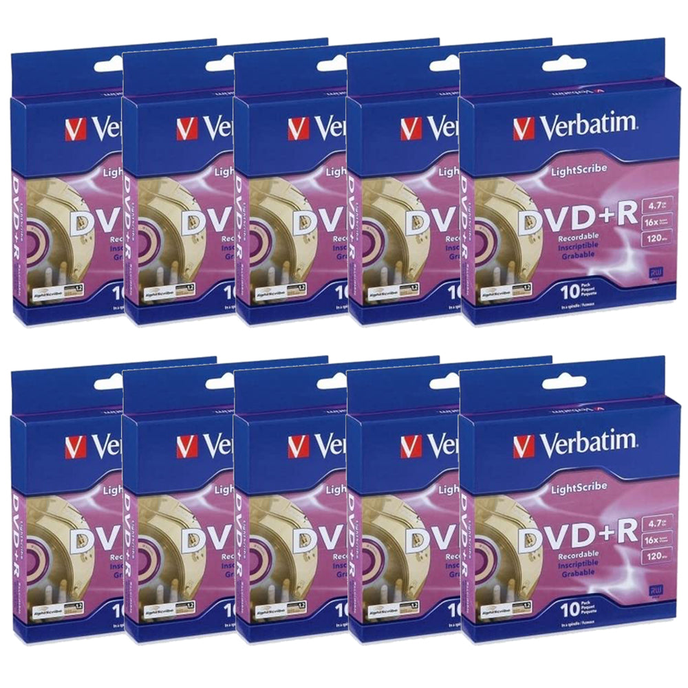 Verbatim LightScribe DVD+R 16X Recordable Blank Disc Media 4.7GB (95116) 10 Pack Quantities