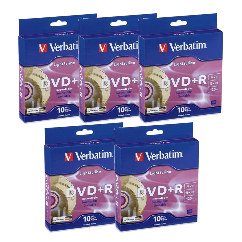 Verbatim LightScribe DVD+R 16X Recordable Blank Disc Media 4.7GB (95116) 10 Pack Quantities
