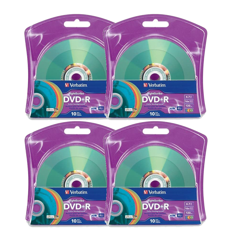 Verbatim LightScribe DVD+R Blank Disc Printable Media Color Background (96941) - 10 Pack Quantities