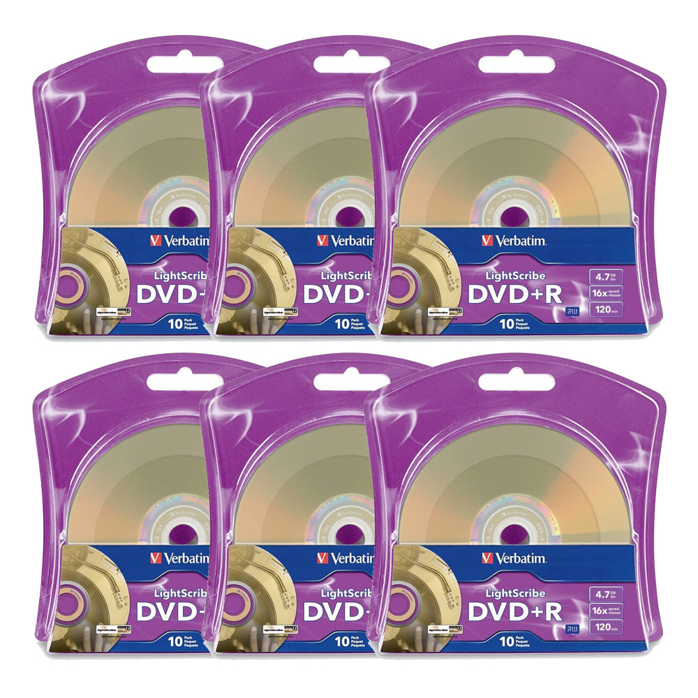 Verbatim LightScribe DVD+R Blank Disc Printable Media (96943) - 10 Pack Quantities