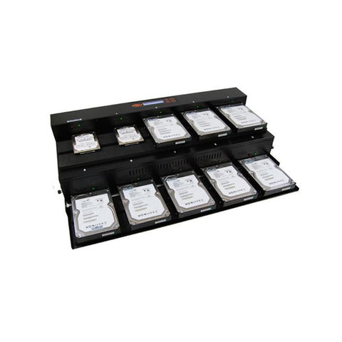 Systor 1 to 9 Flatbed SATA SSD HDD Duplicator & Sanitizer - 9GB/Min - Copy & Erase 3.5" & 2.5" Hard Disk & Solid State Drive 150MB/Sec (SYS409HDD)