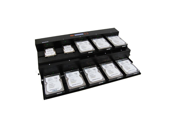 Systor 1 to 9 Flatbed SATA SSD HDD Duplicator & Sanitizer - 36GB/Min - Copy & Erase 3.5" & 2.5" Hard Disk & Solid State Drive 600MB/Sec (SYS09-SSD-SATA3)