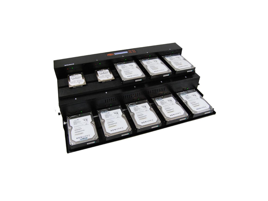 Systor 1 to 9 Flatbed SATA SSD HDD Duplicator & Sanitizer - 36GB/Min - Copy & Erase 3.5" & 2.5" Hard Disk & Solid State Drive 600MB/Sec (SYS09-SSD-SATA3)