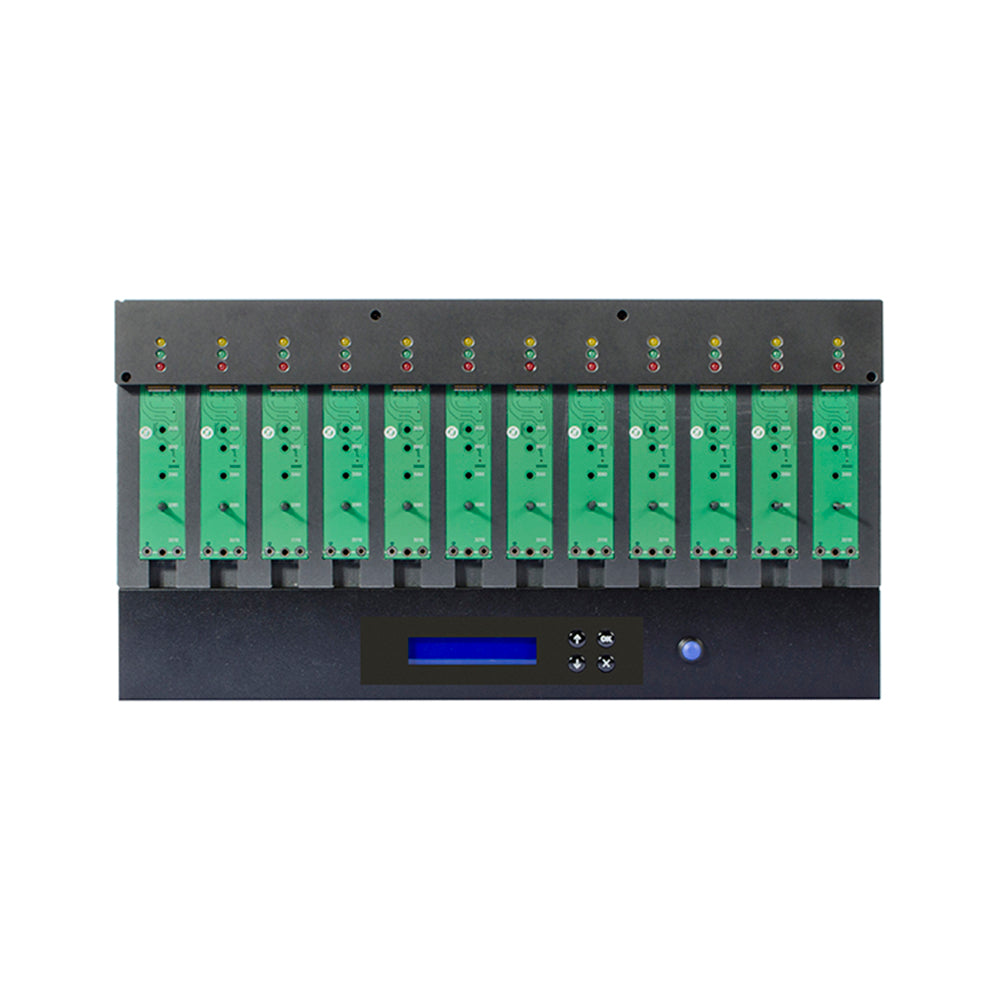 Systor 1 to 11 NVMe/SATA M.2 Duplicator & Sanitizer - up to 12GB/Min - for PCIe M2 Drives (SYSNVME-M2211)