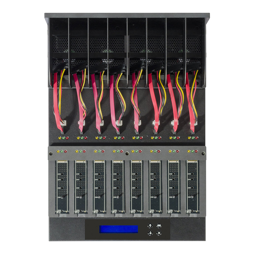 Systor 1 to 7 M.2 SATA/NVMe Duplicator & Sanitizer - up to 9GB/Min - for PCIe M2, 2.5" & 3.5" HDD & SSD Drives (SYSNVME-XW207)