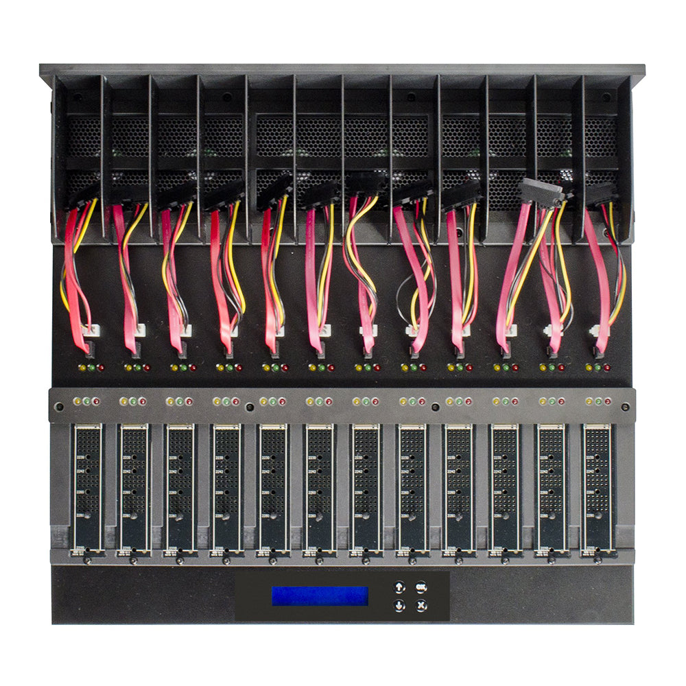 Systor 1 to 11 M.2 SATA/NVMe Duplicator & Sanitizer - up to 9GB/Min - for PCIe M2, 2.5" & 3.5" HDD & SSD Drives (SYSNVME-XW211)