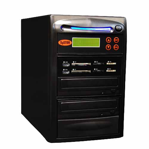 Systor 1:1 All-in-One Combo - Flash Media Card (USB/SD/CF/MS) + Single CD/DVD Duplicator - SYS-USBSDCF-01
